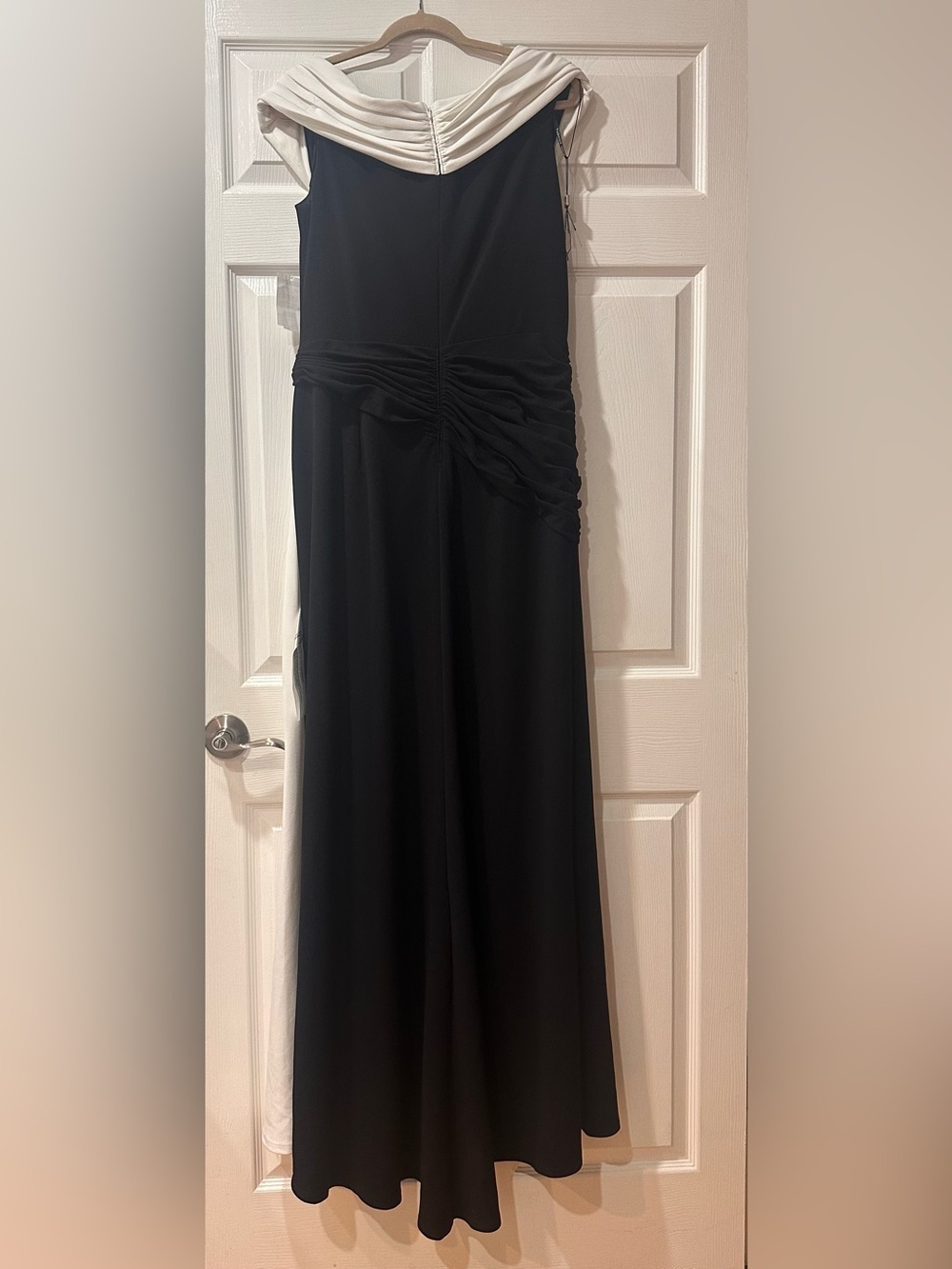 Tadashi Shoji Off the Shoulder Draped Crepe Gown - Picture 7 of 8